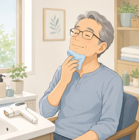 ヒゲ脱毛しているシニア男性