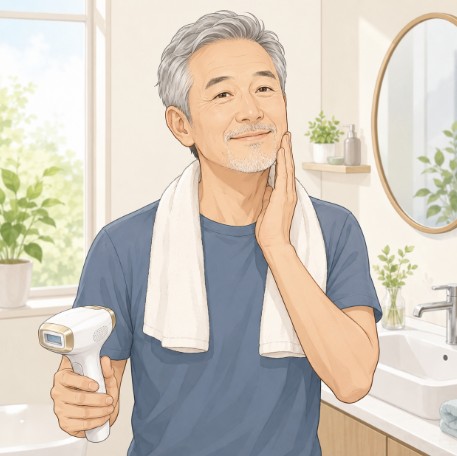 ヒゲ脱毛しているシニア男性