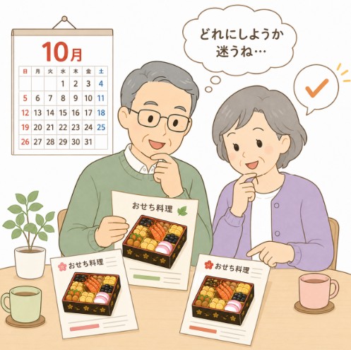 10月におせち早割を探すシニア夫婦